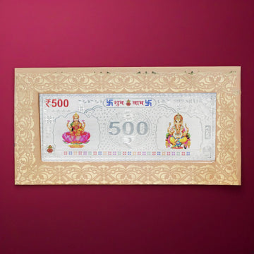 Silvorah Fine pure silver currency notes for gift bar colour 500 with 999 Purity for gift in happy birthday & happy anniversary.Festive gift pack for pooja & Dhanteras diwali