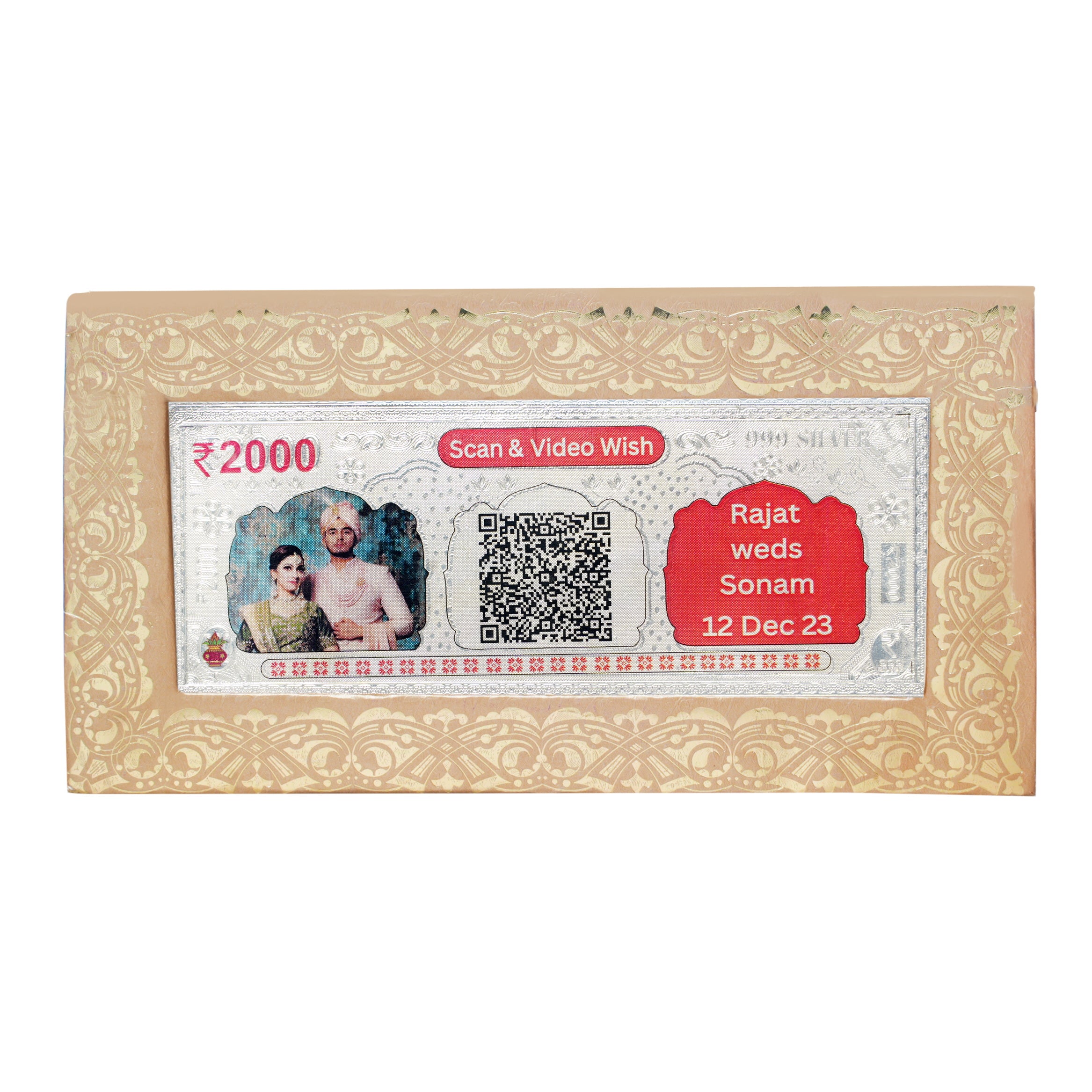 Silvorah Fine pure custom silver currency notes for gift bar colour 500 with 999 Purity for gift in happy birthday & happy anniversary.Festive gift pack for pooja & Dhanteras diwali