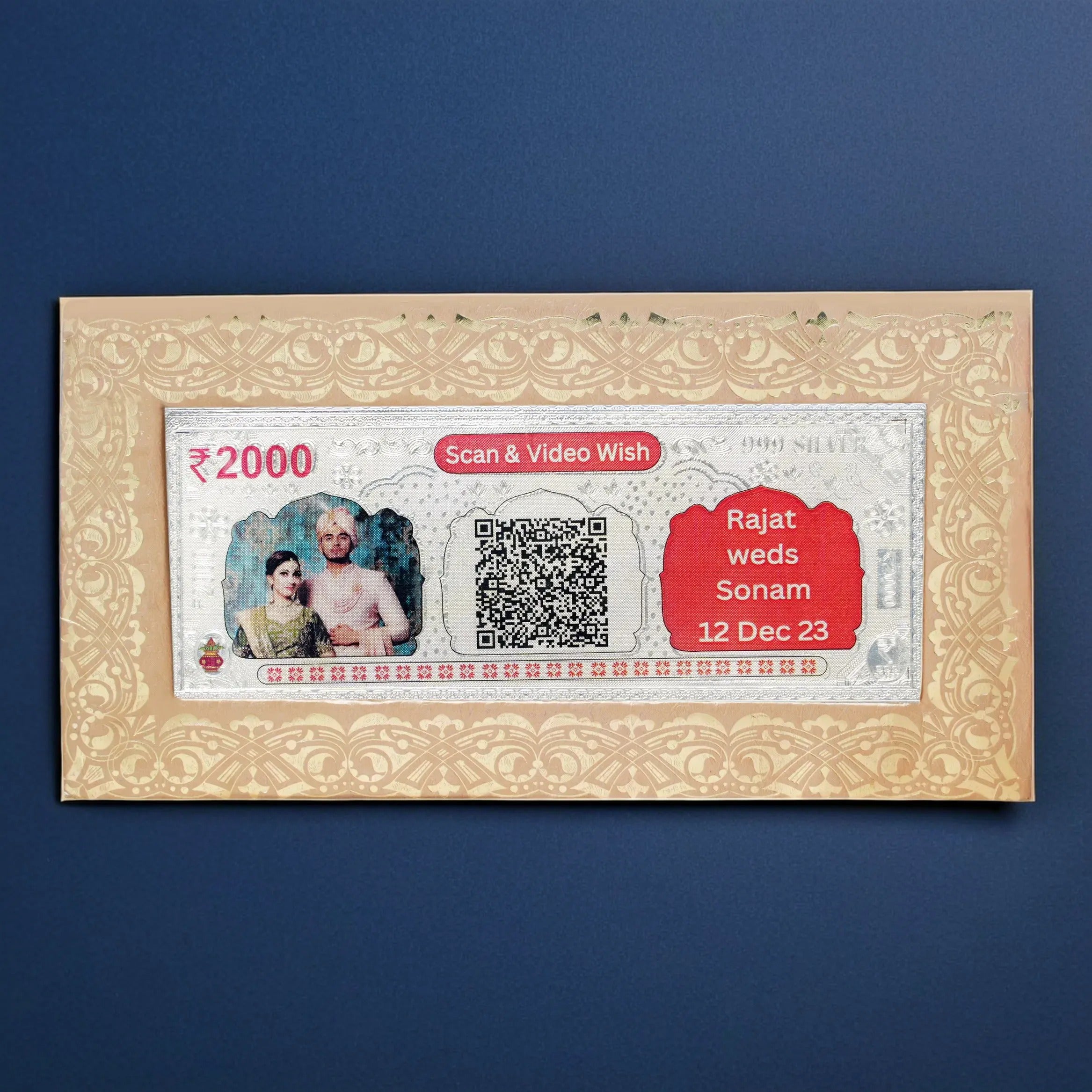 Silvorah Fine pure custom silver currency notes for gift bar colour 500 with 999 Purity for gift in happy birthday & happy anniversary.Festive gift pack for pooja & Dhanteras diwali
