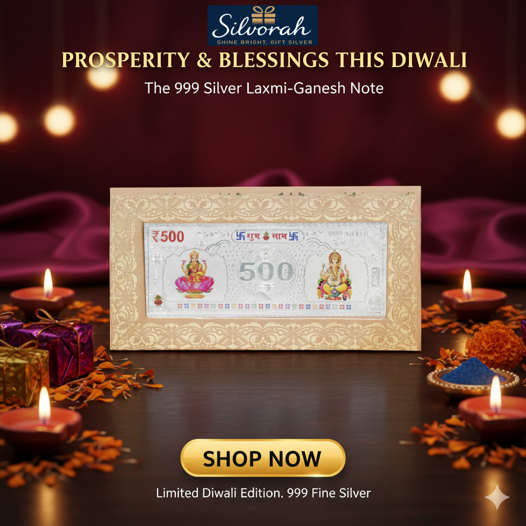 999 Pure Silver ₹500 Currency Bar | Silvorah Gift Pack