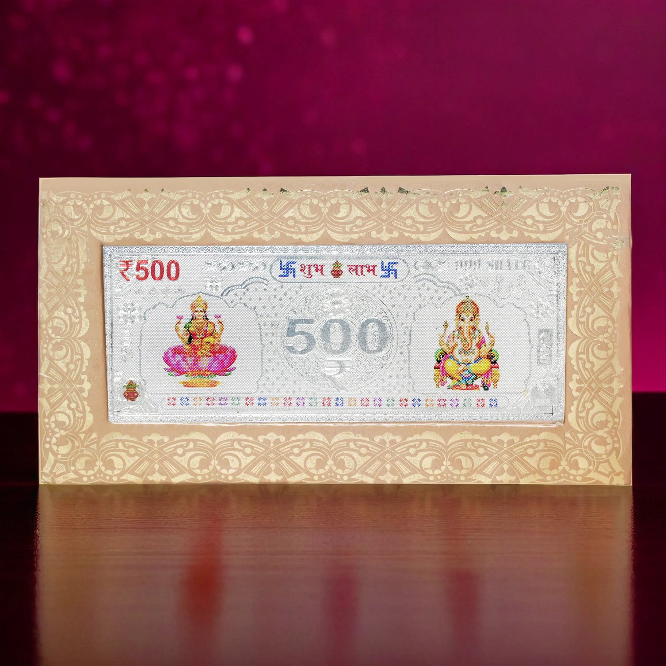 Silvorah Fine pure silver currency notes for gift bar colour 500 with 999 Purity for gift in happy birthday & happy anniversary.Festive gift pack for pooja & Dhanteras diwali