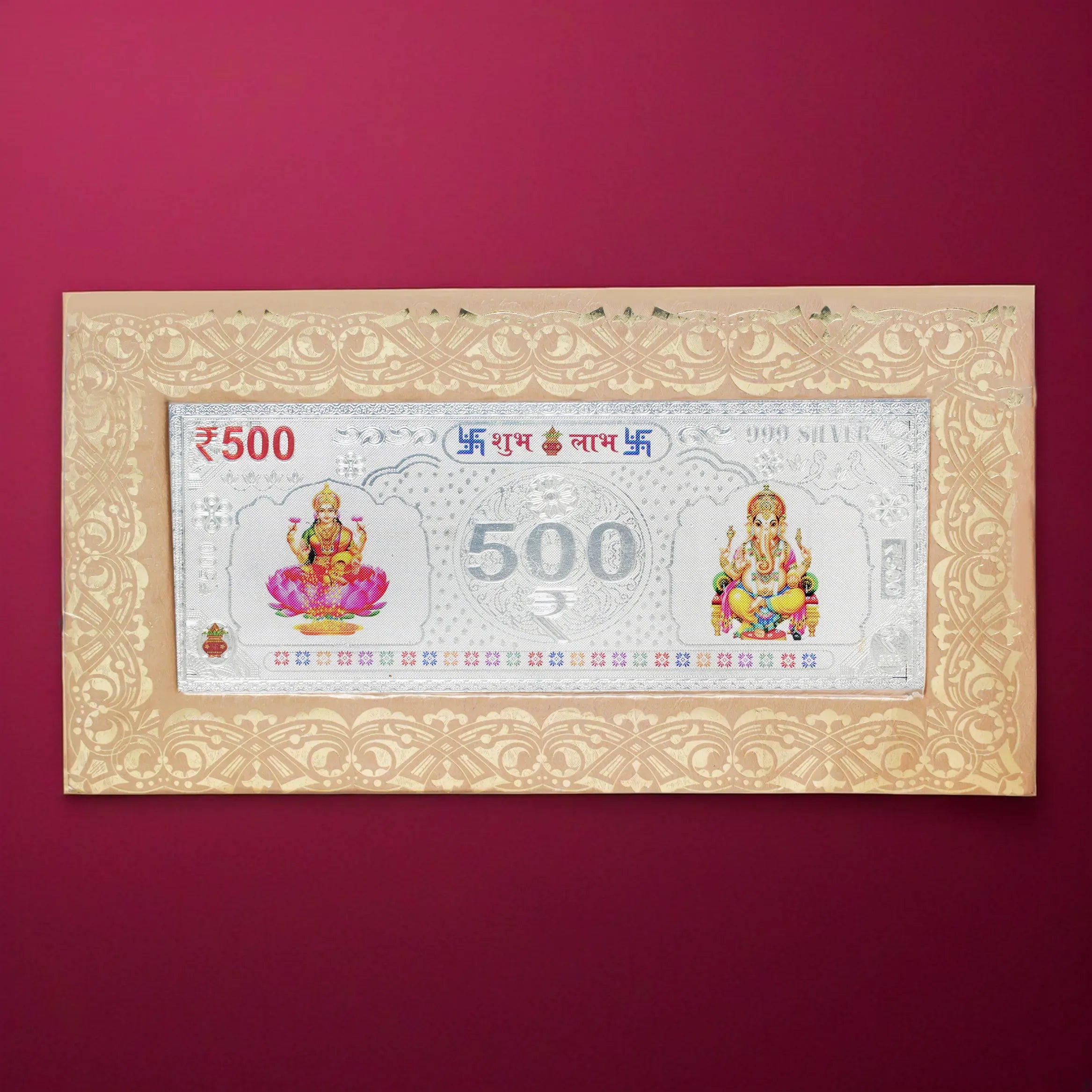 Silvorah Fine pure silver currency notes for gift bar colour 500 with 999 Purity for gift in happy birthday & happy anniversary.Festive gift pack for pooja & Dhanteras diwali