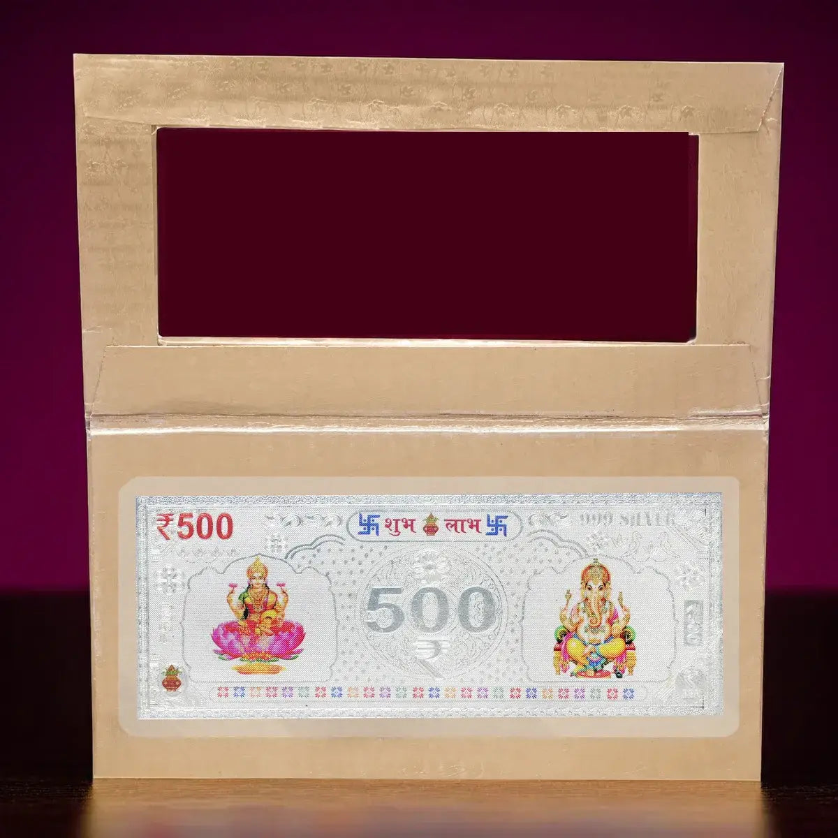 Silvorah Fine pure custom silver currency notes for gift bar colour 500 with 999 Purity for gift in happy birthday & happy anniversary.Festive gift pack for pooja & Dhanteras diwali