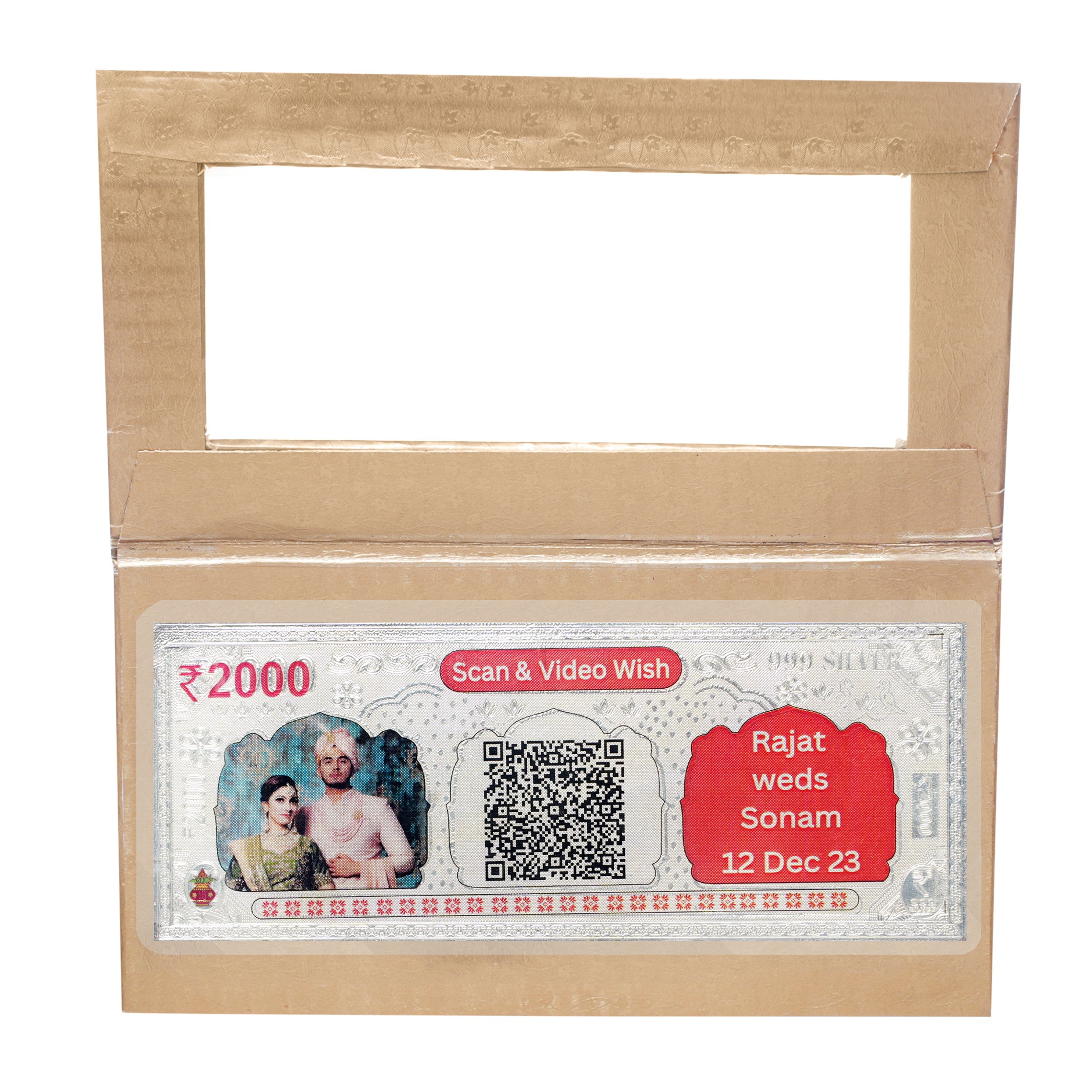 Silvorah Fine pure custom silver currency notes for gift bar colour 500 with 999 Purity for gift in happy birthday & happy anniversary.Festive gift pack for pooja & Dhanteras diwali