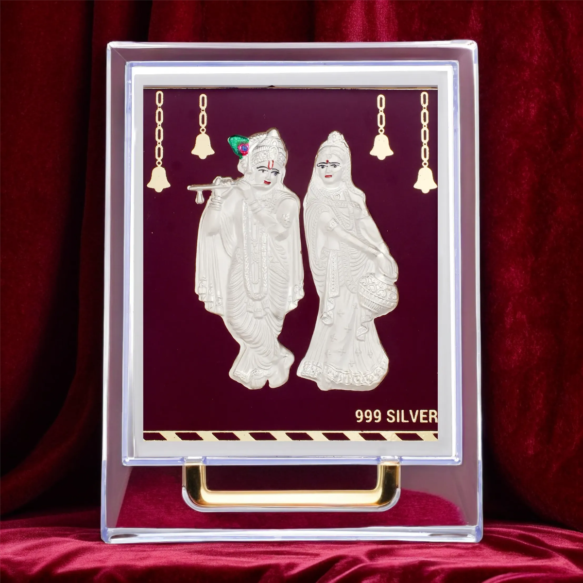 Silvorah Pure Silver Radhe Krishna Frame for Gift & Home Decor (7.5x6.5 Inch)