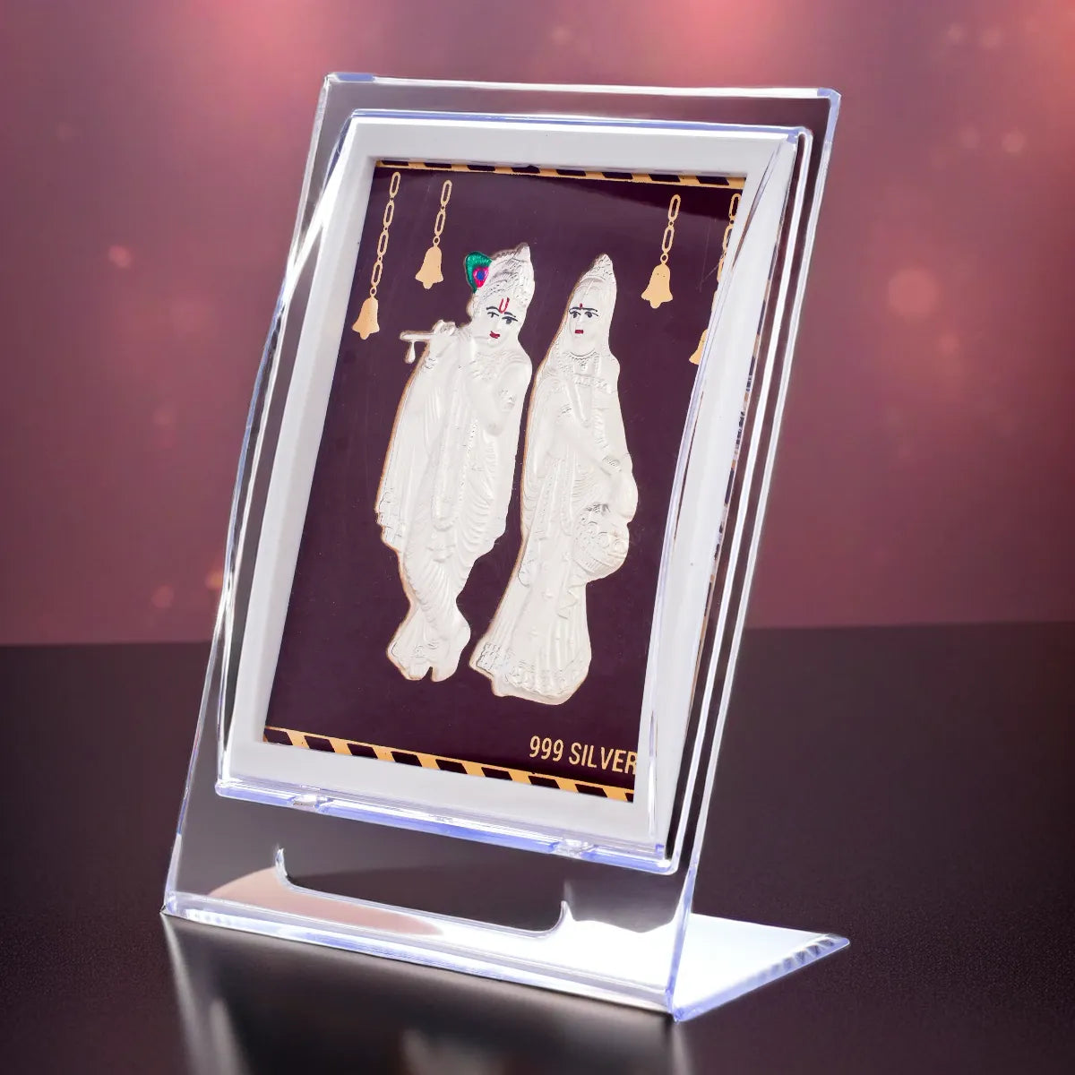 Silvorah Pure Silver Radhe Krishna Frame for Gift & Home Decor (7.5x6.5 Inch)