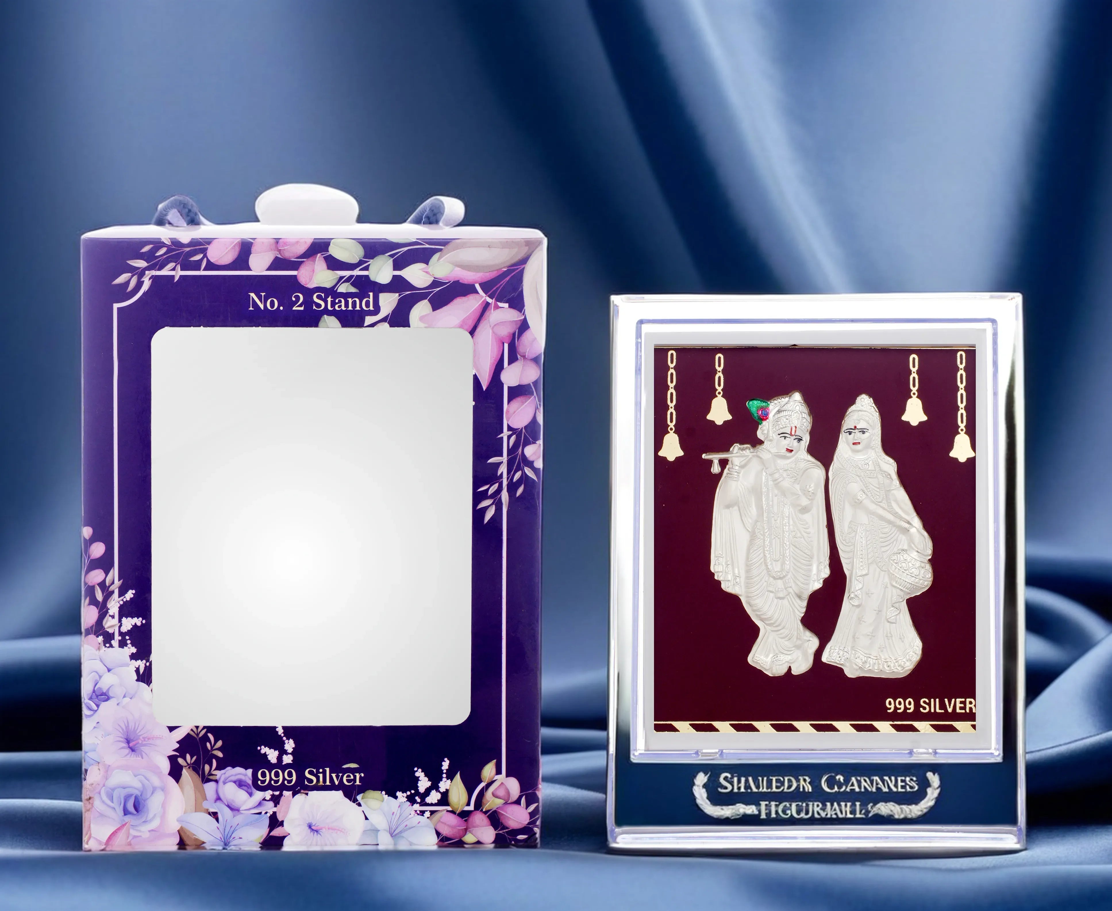 Silvorah Pure Silver Radhe Krishna Frame for Gift & Home Decor (7.5x6.5 Inch)
