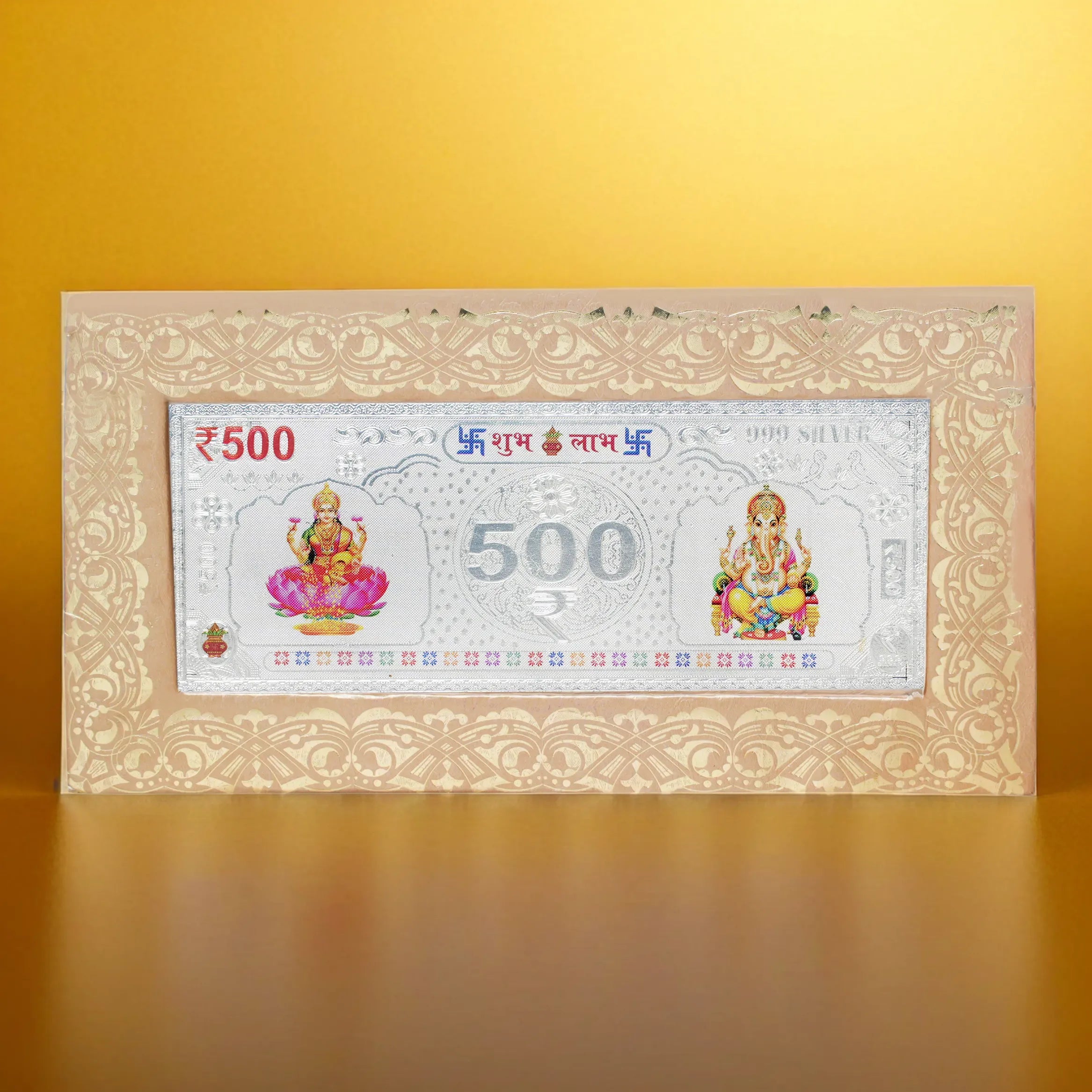 Silvorah Fine pure silver currency notes for gift bar colour 500 with 999 Purity for gift in happy birthday & happy anniversary.Festive gift pack for pooja & Dhanteras diwali