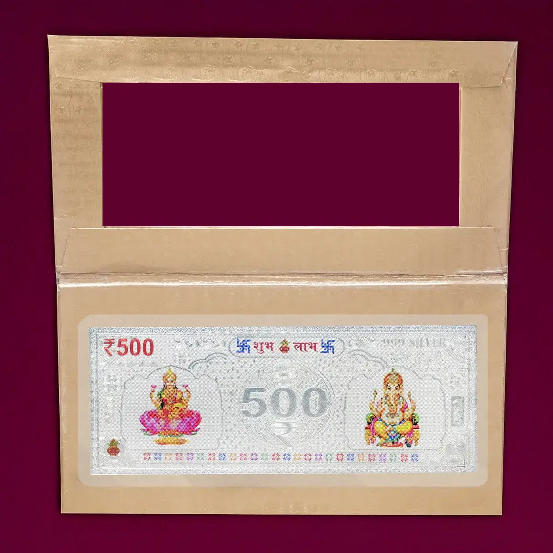 Silvorah Fine pure silver currency notes for gift bar colour 500 with 999 Purity for gift in happy birthday & happy anniversary.Festive gift pack for pooja & Dhanteras diwali