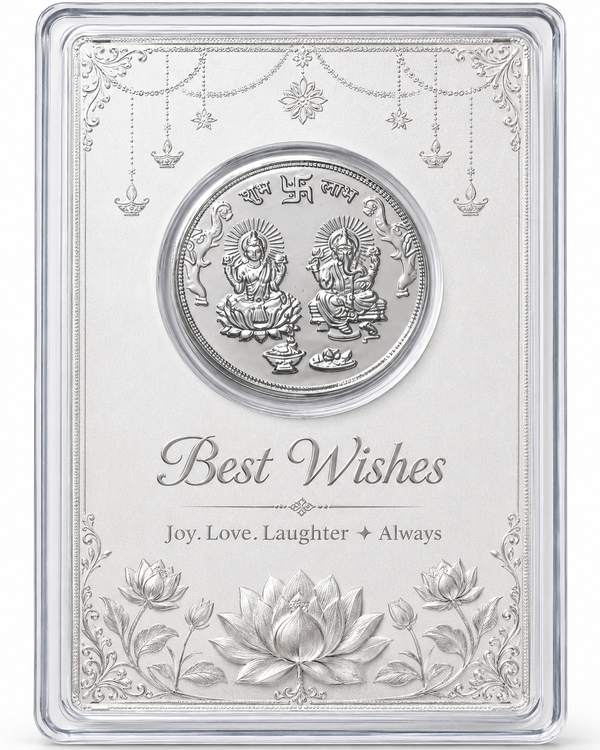 Best Wishes Silver Gift Card - 1 Gram 999 Pure Silver Coin